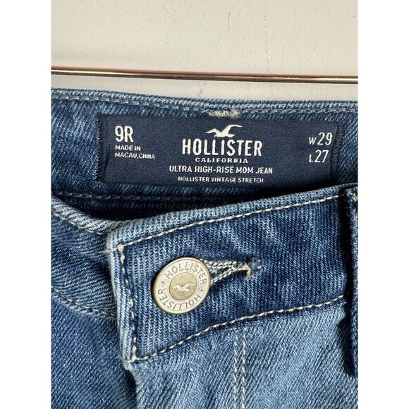 Hollister Patchwork Streetwear Hipster Relaxed Fit Ultra High Rise Mom Jeans - Picture 3 of 10